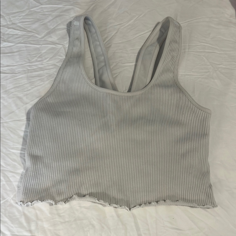 Spiritual Gangster Gray Ribbed Crop Tank Top Sleeveless